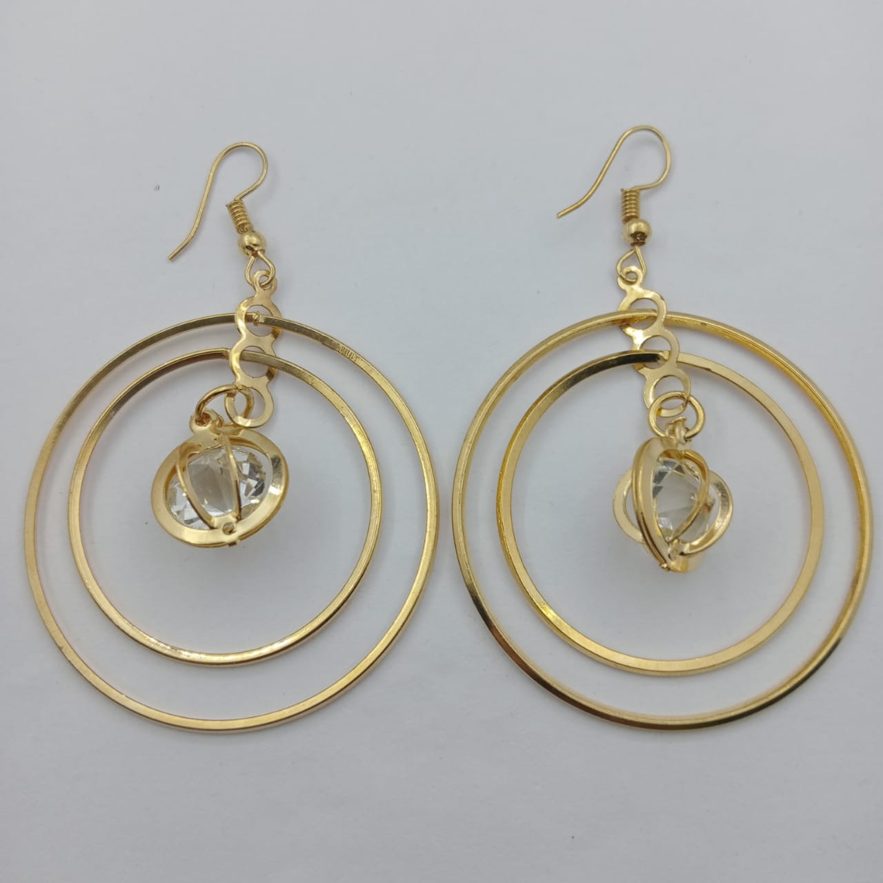 Women's Plated Round Dangling Earrings (Golden)